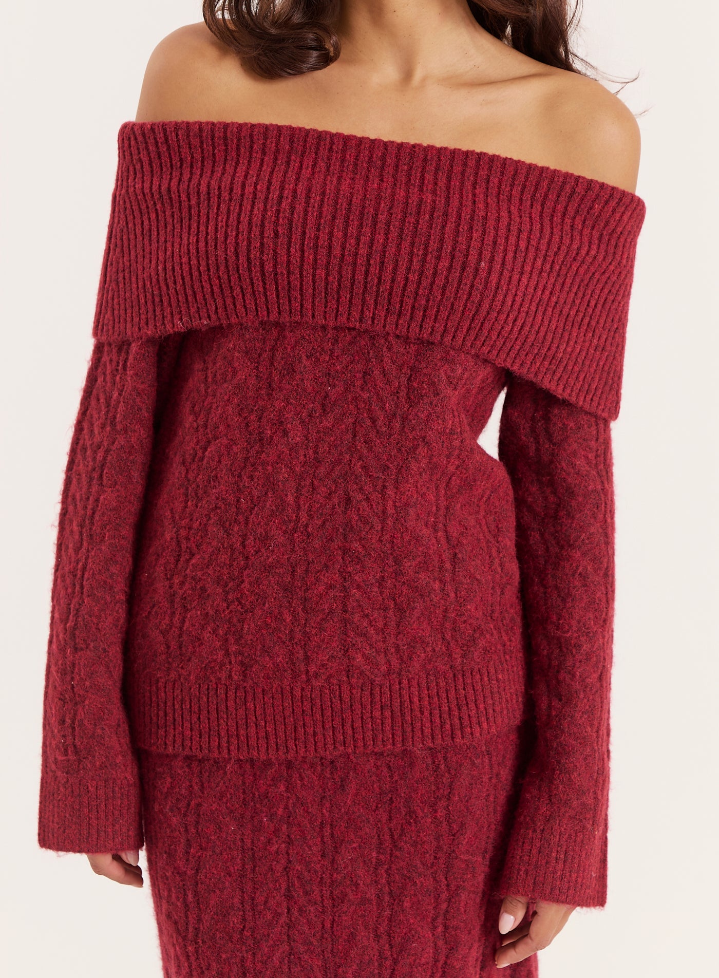 Burgundy Knitted Foldover Bandeau Top